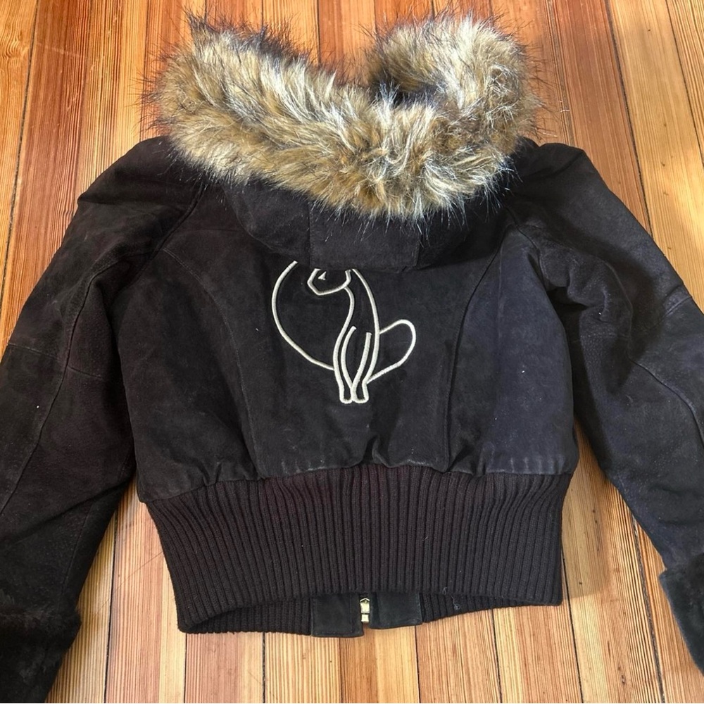 Baby Phat Coat Jacket Dark Brown (like black) Large Girls (or xs Women’s)